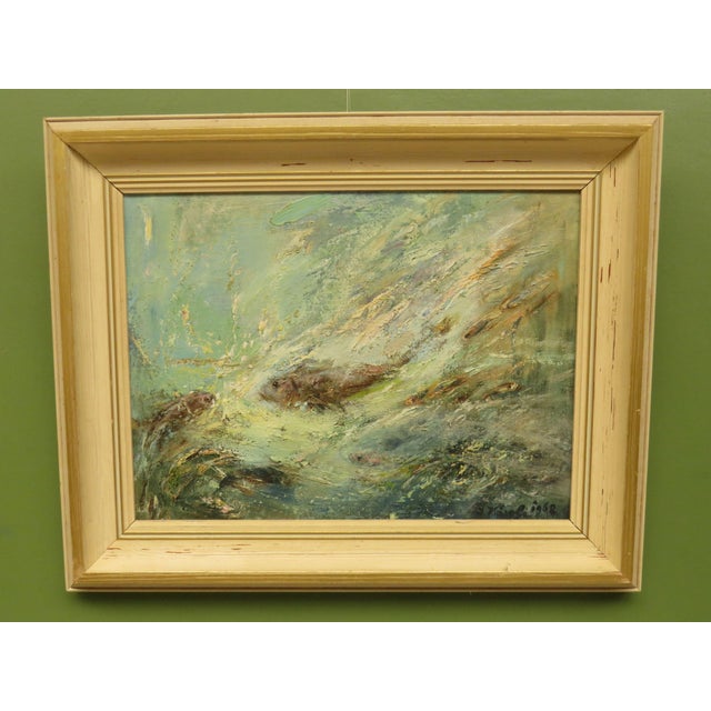 Karolyi, Fish, 1968, Oil on Board, Framed For Sale - Image 6 of 14