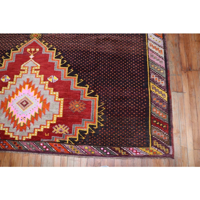 Red 20th Century Zabihi Collection Wild Colorful Turkish Kars Anatolian Corridor Rug - 8'8" x 16'2" For Sale - Image 8 of 12