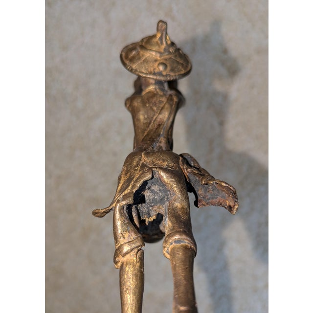 Metal Vintage African Tribal Brass Drummer Sculpture Lost Wax Cast For Sale - Image 7 of 7