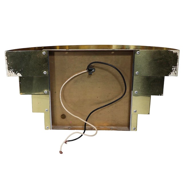 Pr. Art Deco Revival Hollywood Regency Style Four Tier Brass Sconces C. 1980's For Sale - Image 11 of 12