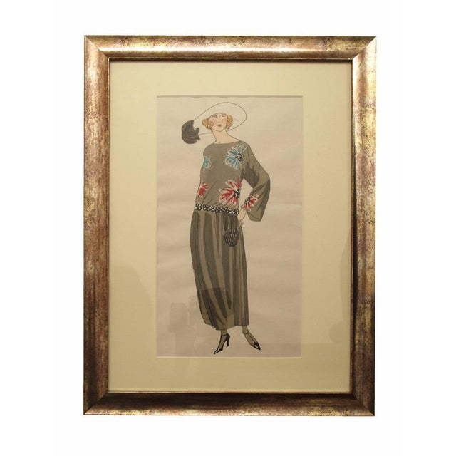 Wood Art Deco Fashion Illustrations, Drawings, Framed, Set Of, 1920s, Pine For Sale - Image 7 of 13