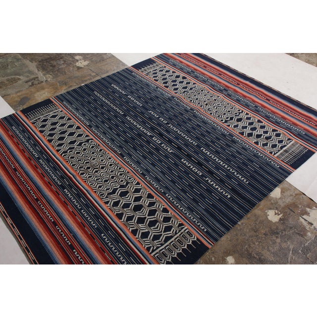 Rug & Kilim Modern Flat Weave Rug in Blue and Red Striped Kilim Rug Design For Sale - Image 4 of 6