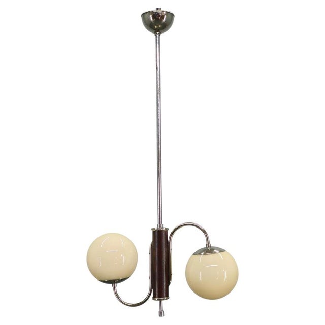 Czech Art Deco Chrome and Glass Chandelier, 1930s For Sale - Image 14 of 14