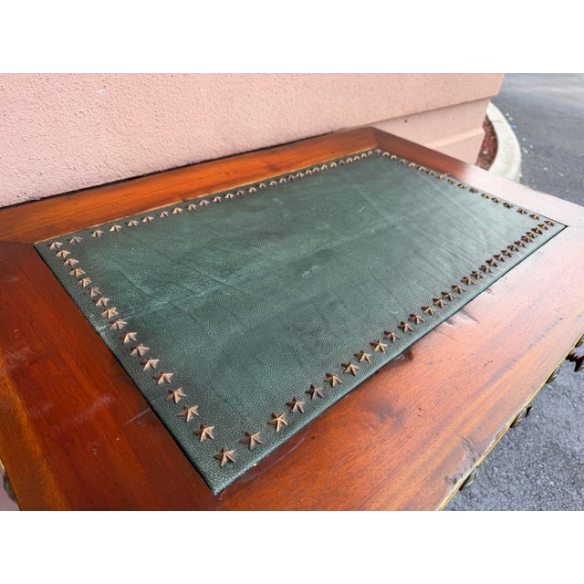 Vintage GuildMaster Campaign Style Accent Chest With Leather Top For Sale - Image 10 of 12