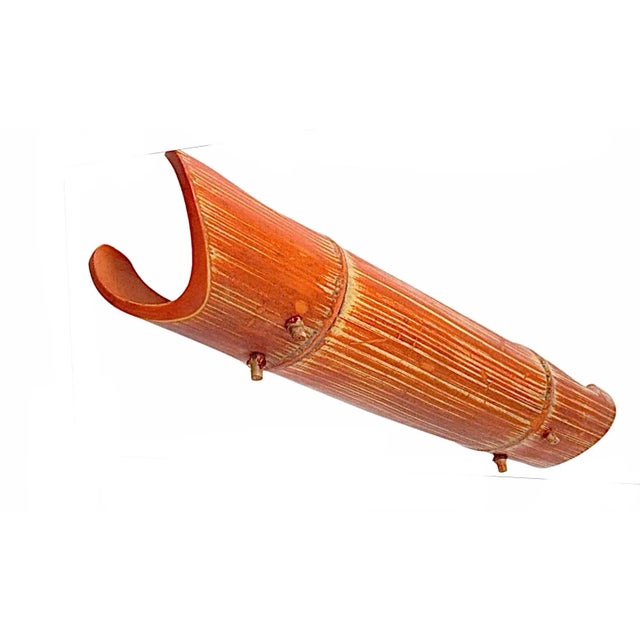 1950s Mid-Century Modern Long Footed Organic Orange Bamboo Tiki Ikebana Vase For Sale In Tampa - Image 6 of 8