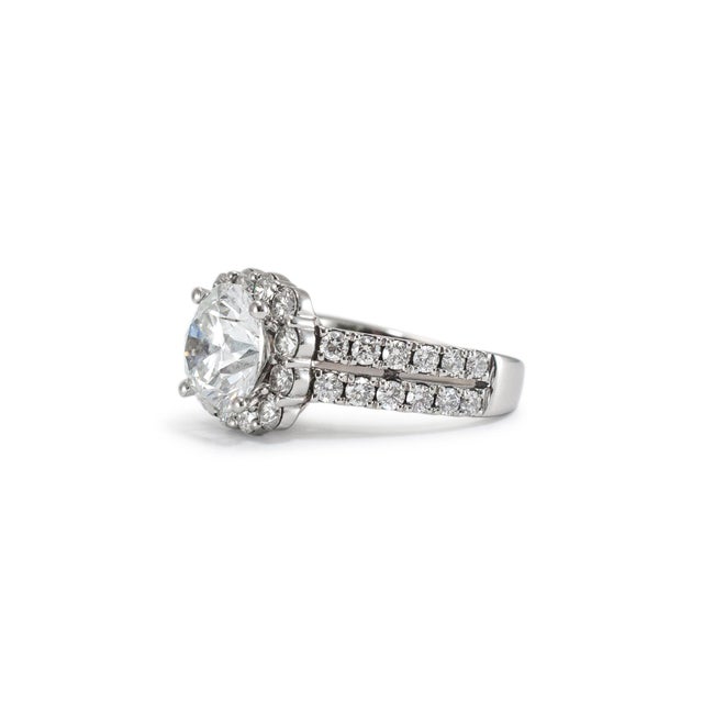 Early 21st Century Ladies 14k White Gold Halo Accented Lab Grown Diamond Engagement Ring, Size 5.5 For Sale - Image 5 of 8