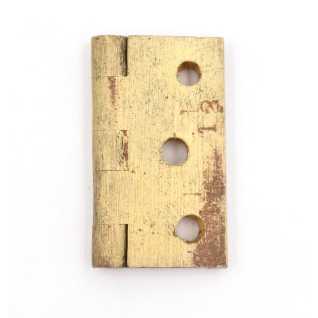 Vintage 1.5 X 1.5 In. Brushed Brass Cabinet Hinge For Sale - Image 4 of 4