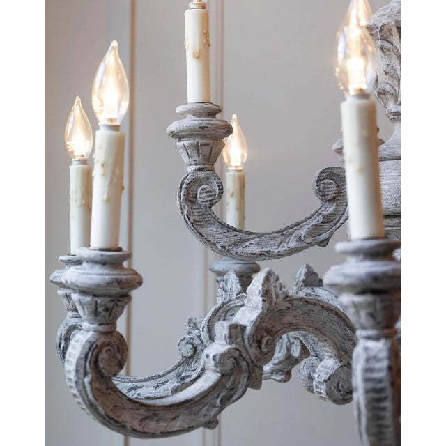 20th Century French Carved and Painted Wood Twelve-Light Chandelier For Sale - Image 18 of 18