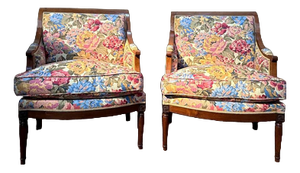 Louis XVI Style Bergère Armchairs, Set of 2