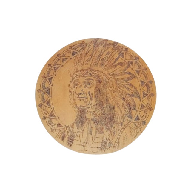 Early 20th Century Early 20th Century Native American Pyrography Wall Plaque For Sale - Image 5 of 5