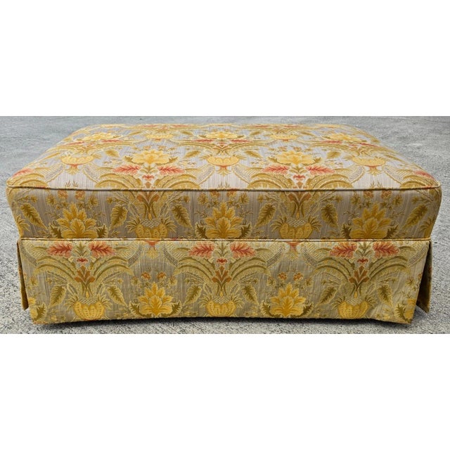 French Sherrill Damask Jacquard Tapestry Cotton Rolling Ottoman For Sale - Image 3 of 12