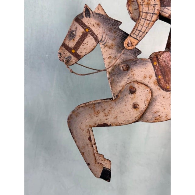 Mid 20th Century Vintage Folk Art Cowboy on Horse Balancing Sculpture For Sale - Image 5 of 11