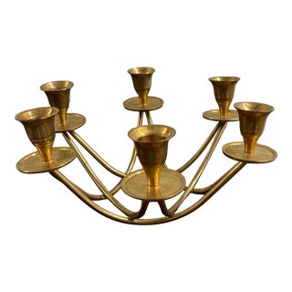 1960s Brass Candelabra With 6-Candle Bases For Sale