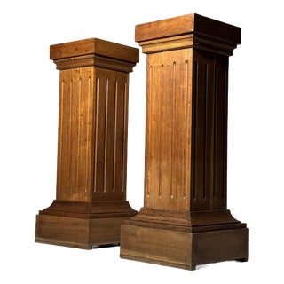 Mid-Century Oak Columns, 1960s, Set of 2 For Sale