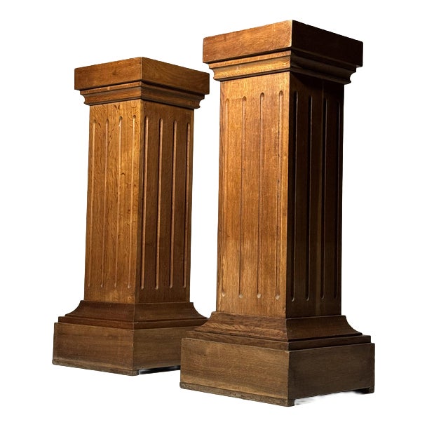 Mid-Century Oak Columns, 1960s, Set of 2 For Sale