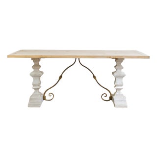 Industrial Table with Aerogum-Coated Top and Whitewashed Base, 1980s For Sale