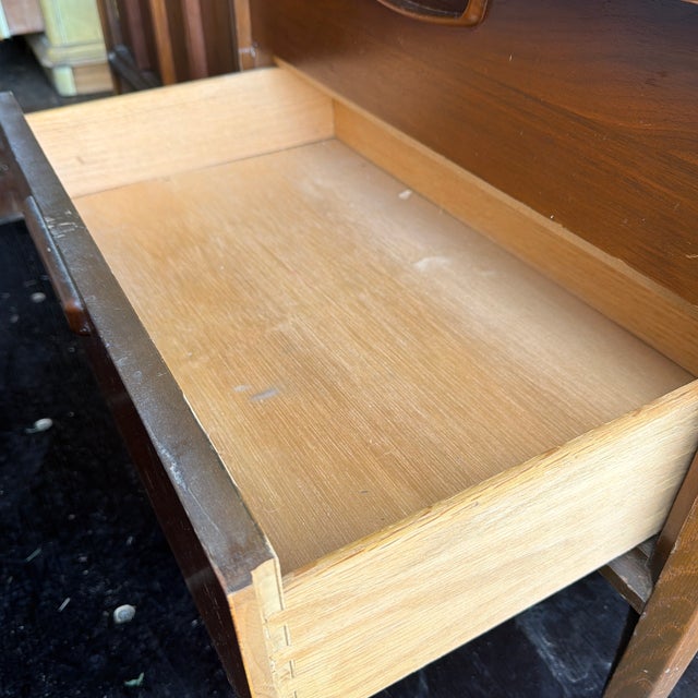1969 Mid-Century Modern Broyhill Walnut and Laminate Hutch For Sale - Image 9 of 12