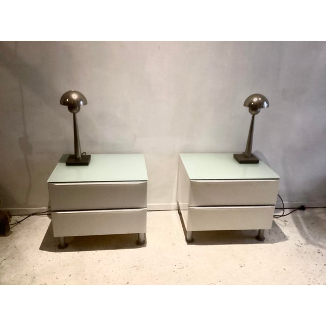 Nightstands with Glass Tops, Italy, 1980s, Set of 2, in Flawless conditions. Designed 1980 to 1989
