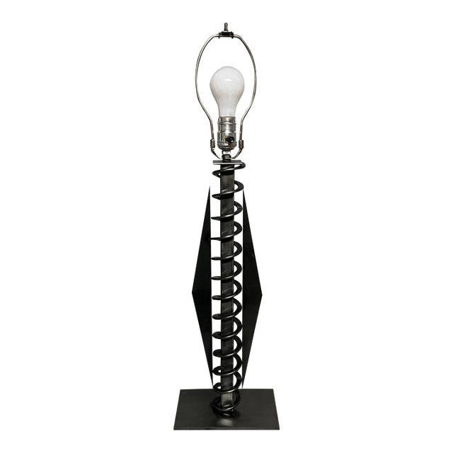 Vintage Girardi Spiral Memphis-Style Metal Lamp, Signed For Sale