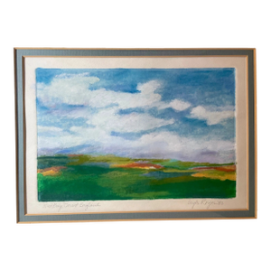 Vintage 82 Leigh Royer Landscape Abstract Expressionism Pastel West Bay Painting
