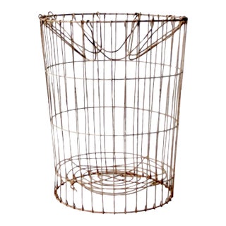 Vintage Industrial Metal Basket For Sale