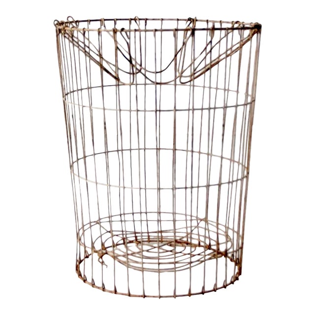 Vintage Industrial Metal Basket For Sale