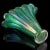 Vintage Murano Green Iridescent Gold Flecks Bubbles Italian Art Glass Fan Shape Scalloped Rim Flower Vase For Sale - Image 11 of 12