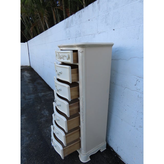 French Painted Tall Narrow Lingerie Jewelry Chest 6321 For Sale - Image 9 of 17