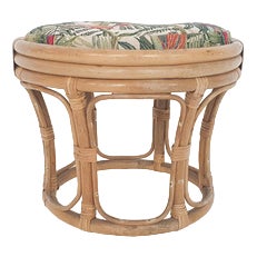Vintage Rattan Stool, 1960s For Sale