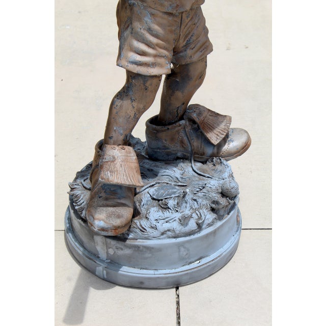Vintage Life-Size Boy Golfer Garden Statue – Faux Bronze Resin Sculpture by Jim Davidson, Signed Mold Marking, Circa 1980s–1990s For Sale - Image 9 of 15