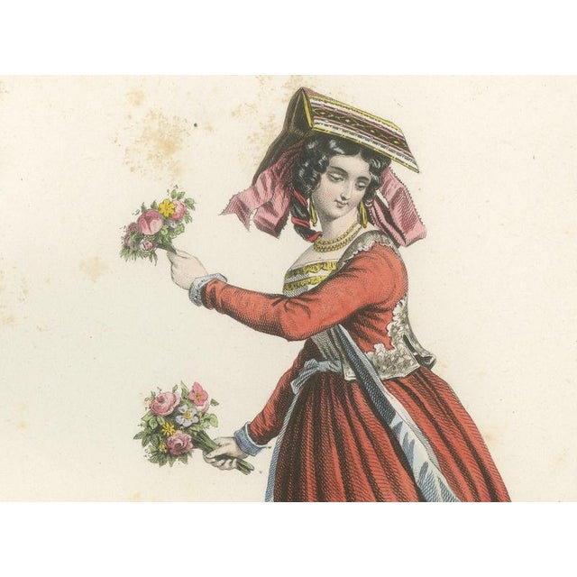 Italian Women Folk Costume Engravings, 1850, Engraving For Sale - Image 6 of 12
