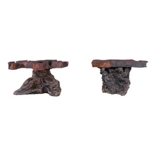 Mid-Century Modern Sculptural Free Form Redwood Burl Side Tables, 1960s For Sale