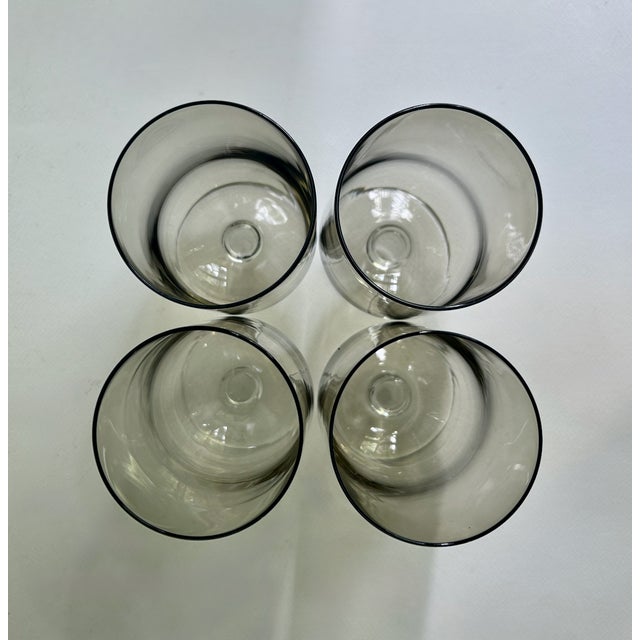 Tall Set of 4 Crystal Tawny & Clear Stem Glasses, 1970's For Sale - Image 14 of 18