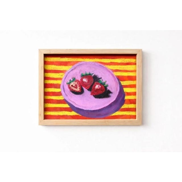 Contemporary Original Strawberry Painting, Modern Folk Art Fruit, Contemporary Food Art For Sale - Image 3 of 3
