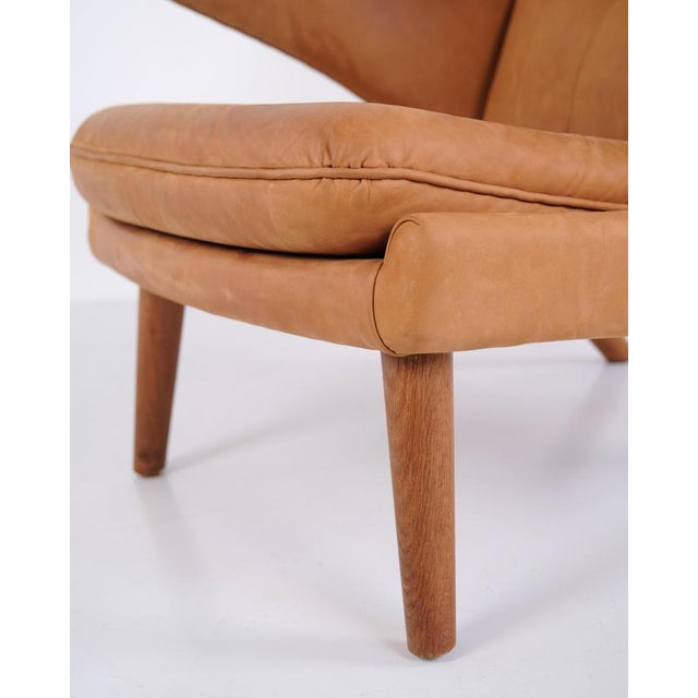 Brown AP19 Papa Bear Chair in Cognac-Coloured Nubuck Leather by Hans J. Wegner for AP Stol, 1960 For Sale - Image 8 of 11