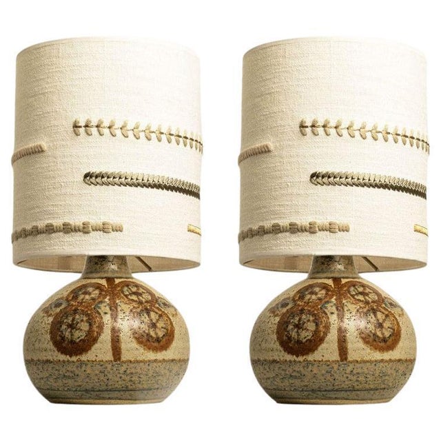 Ceramic Table Lamp with New Embroidery Lampshade, Denmark, 1970 For Sale - Image 15 of 15