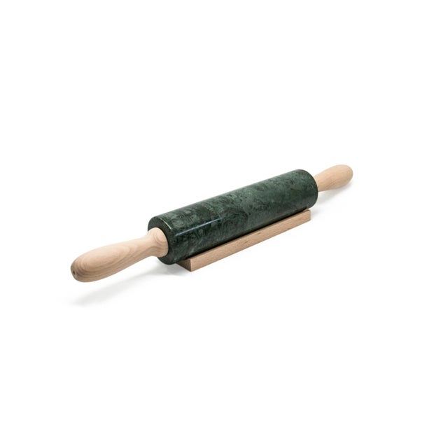 Green Guatemala marble rolling pin. It is assembled manually. Each piece is in a way unique (every marble block is...
