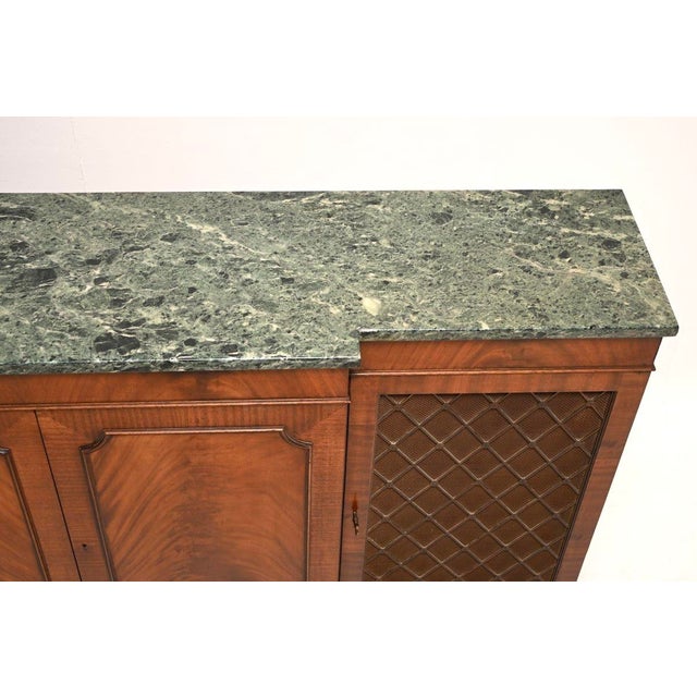 Wood Antique Marble Top Grill Front Sideboard, 1930 For Sale - Image 7 of 11