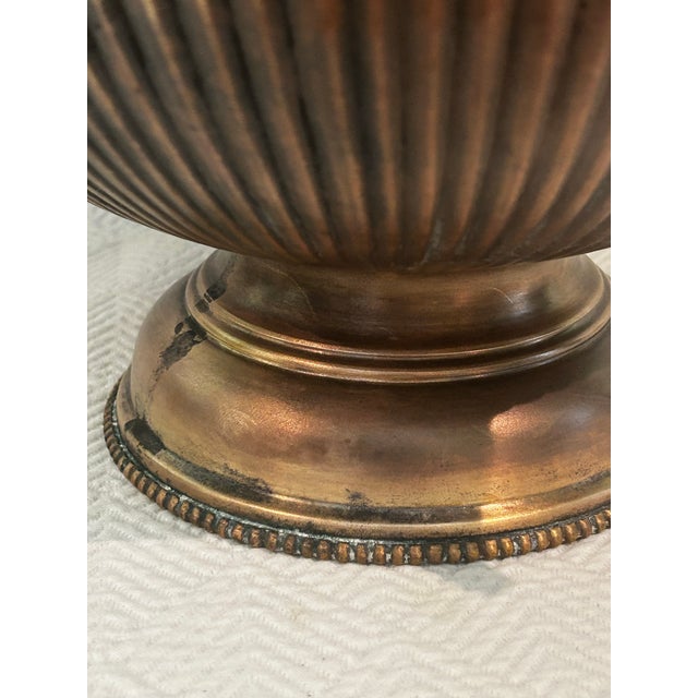 Vintage Antique Finish Brass 12.5” Pedestal Centerpiece Bowl With Stag Deer Head Handles For Sale - Image 10 of 11