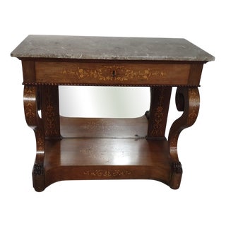 French Trumeau Side Table with Wood Inlay, 1830s For Sale