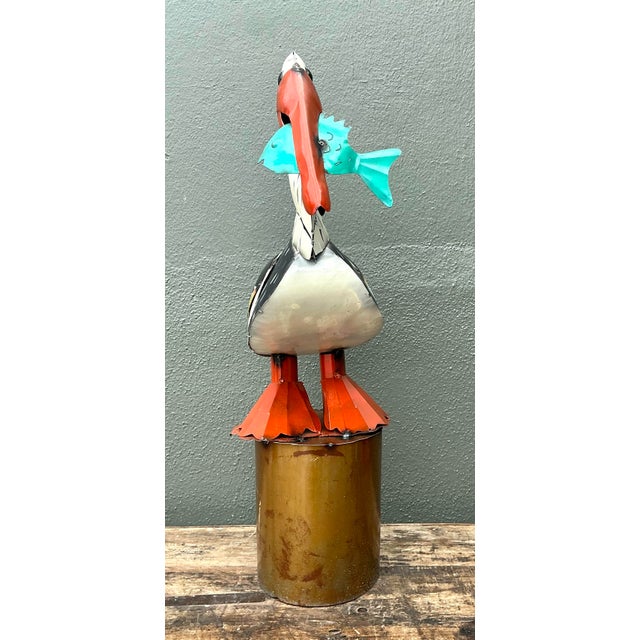 Vintage Torch Cut Metal Pelican For Sale - Image 4 of 12
