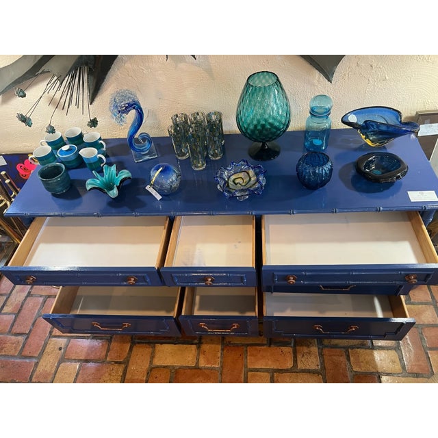 Thomasville Allegro Chinoiserie Faux Bamboo Dresser in Blue For Sale - Image 11 of 18