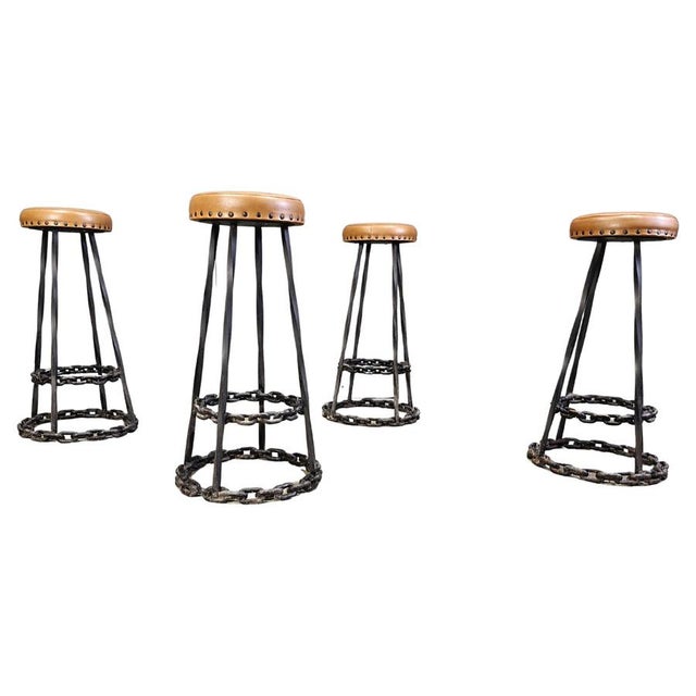 Brutalist Chain Link Bar Stools, 1970s, Set of 4 For Sale - Image 11 of 11