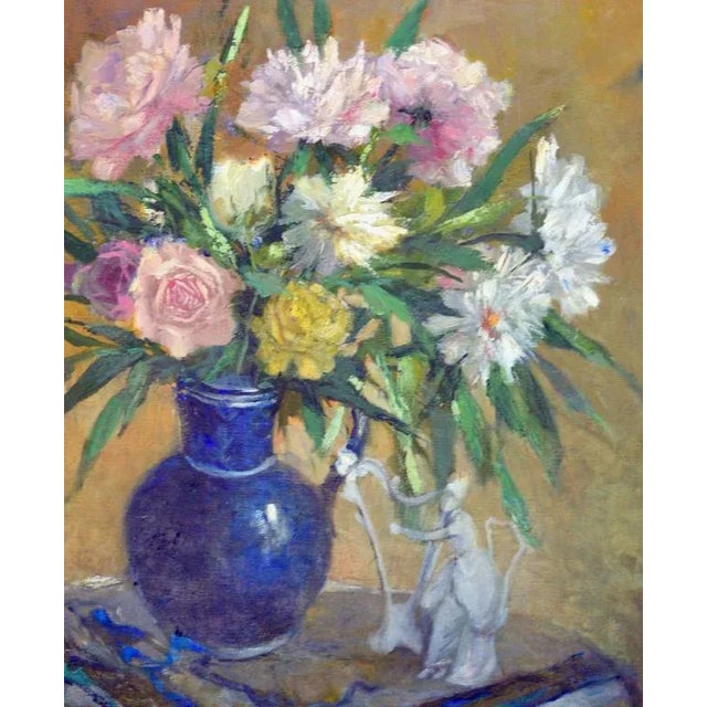 Impressionist Mid 20th Century Roses Still Life Oil Painting by Virgi Cokelberghs, Framed For Sale - Image 3 of 6