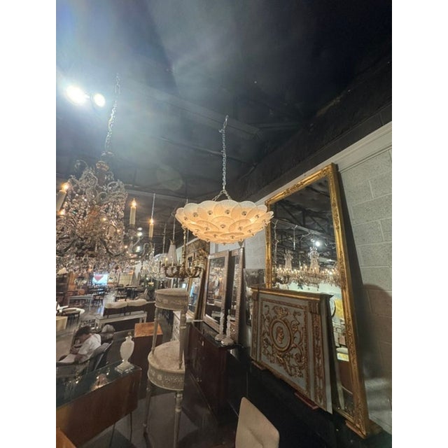 Murano Frost Disc Flush Mount Chandelier For Sale - Image 4 of 6