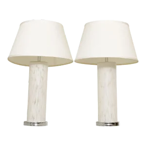 Mid Century Modern Art Glass Table Lamps - A Pair