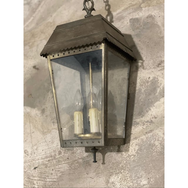 Vintage Carriage Courtyard Hanging Lantern Light Pendant Brass For Sale - Image 9 of 12
