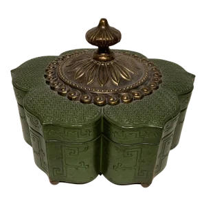 Vintage Lotus Wood Lidded Box