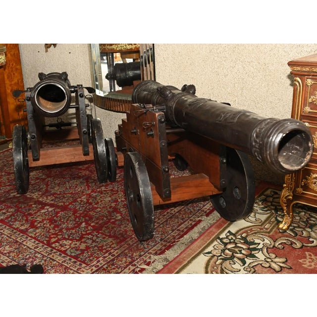 Large French Bronze Cannons, Set of 2 For Sale - Image 6 of 15