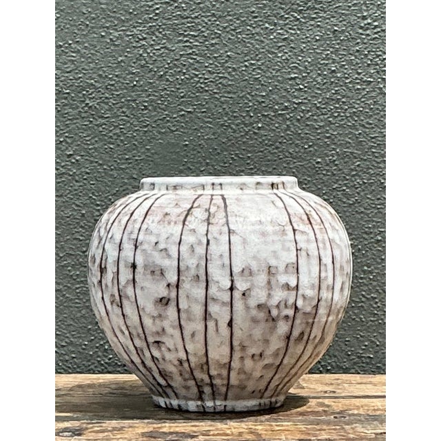 Vintage Brown and White Ceramic Vase For Sale - Image 10 of 12